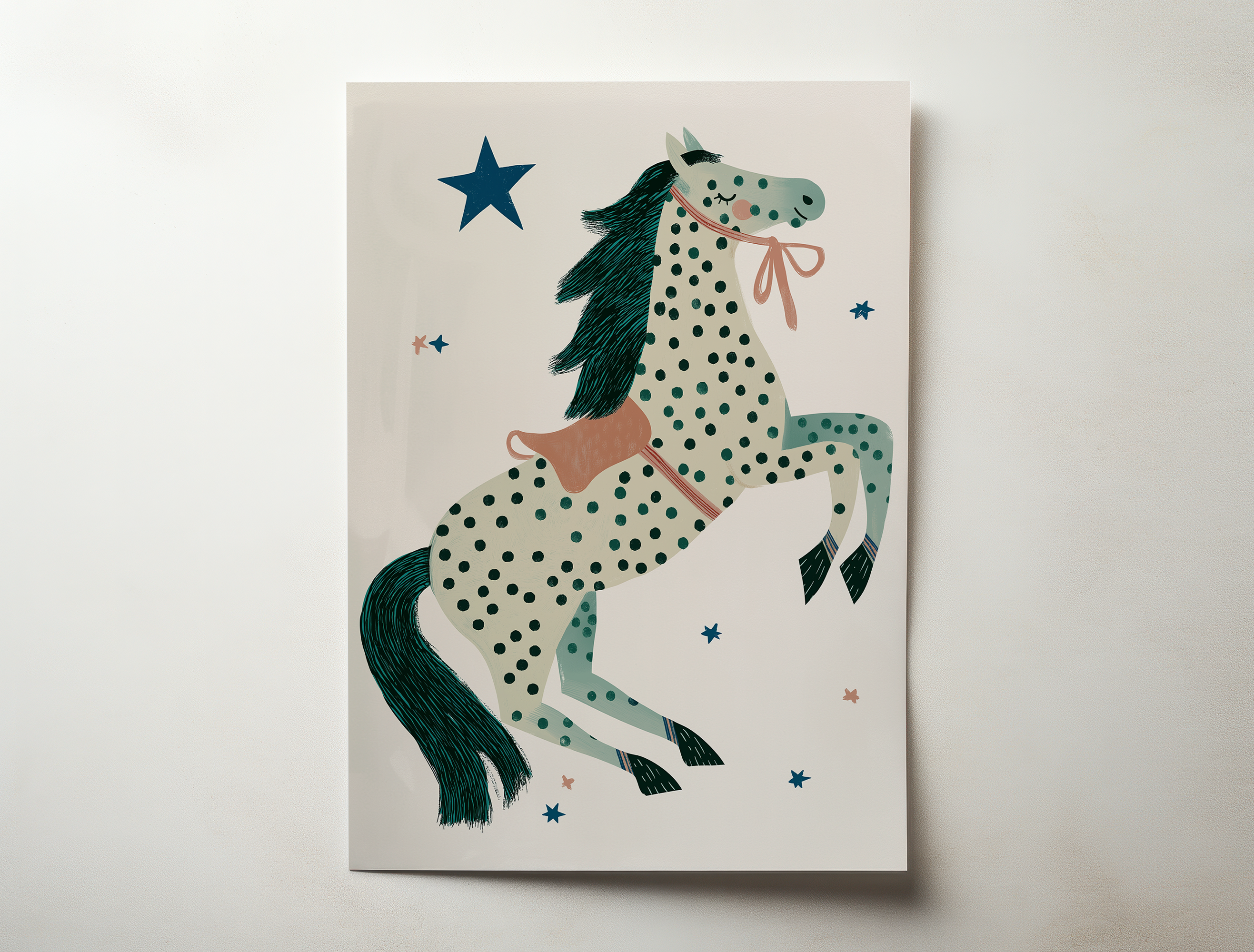Astrid whimsical horse illustration kids room wall art