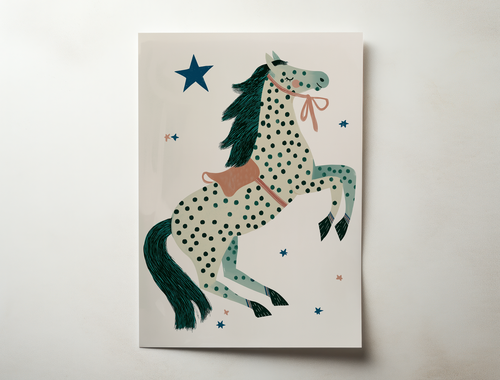 Astrid whimsical horse illustration kids room wall art