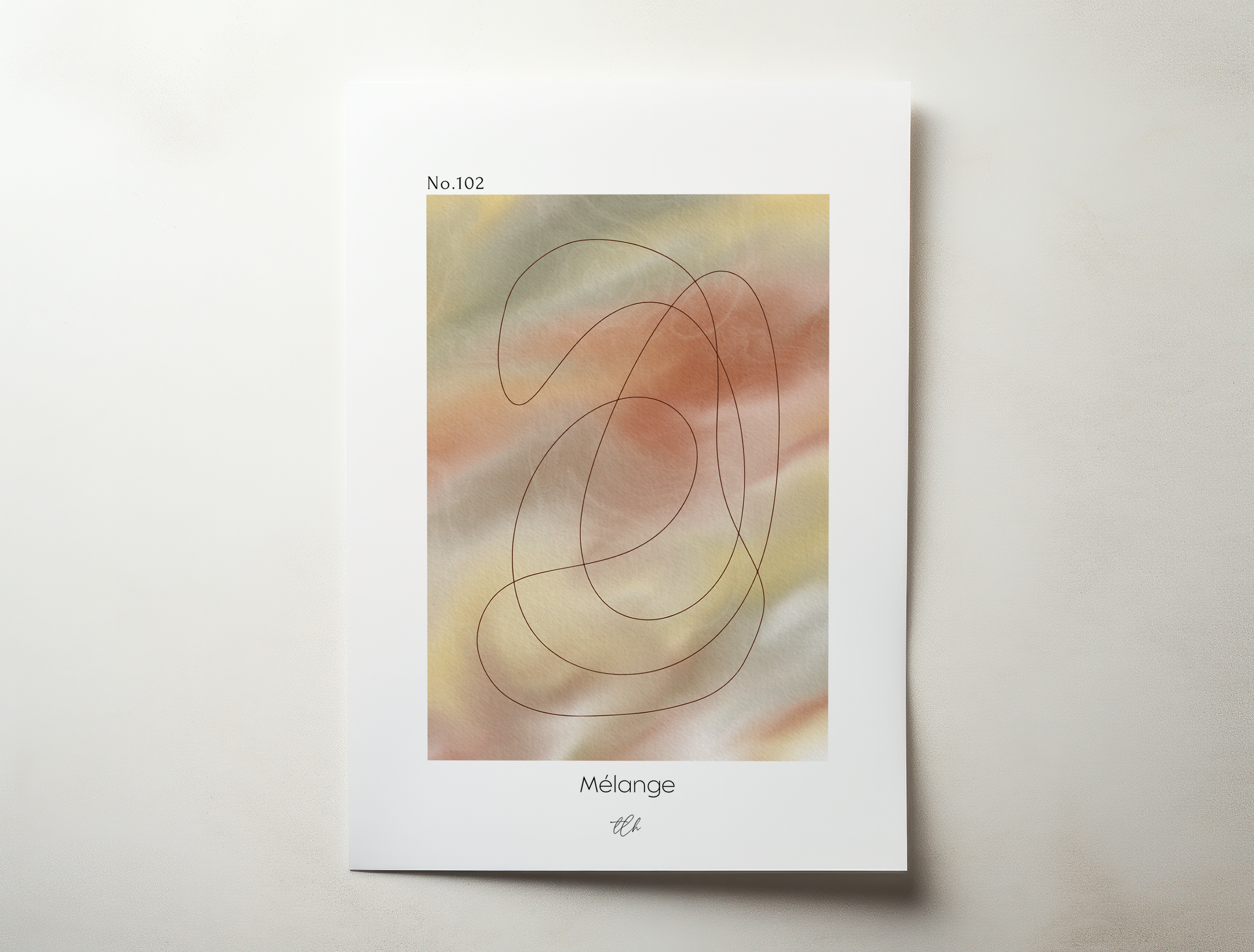 Abstract minimalist art print with flowing lines and warm neutral tones, Mélange by Kit & Kots