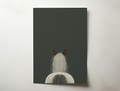 Skye minimalist horse illustration wall art with dark green background
