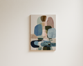 Abstract wall art with blue and neutral tones in soft organic composition
