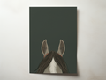Frey minimalist horse illustration wall art with forest green background