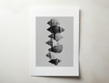 Teralis black and white shell photography wall art with stacked seashell composition