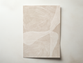 Minimal abstract art print in soft beige and cream tones with flowing layered shapes, modern neutral wall art