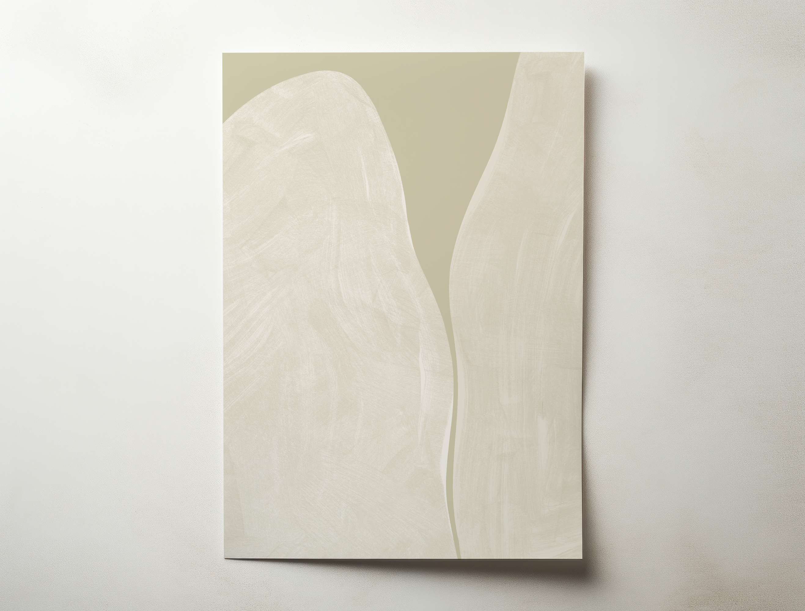 Minimal abstract art print with soft neutral tones and organic flowing shapes