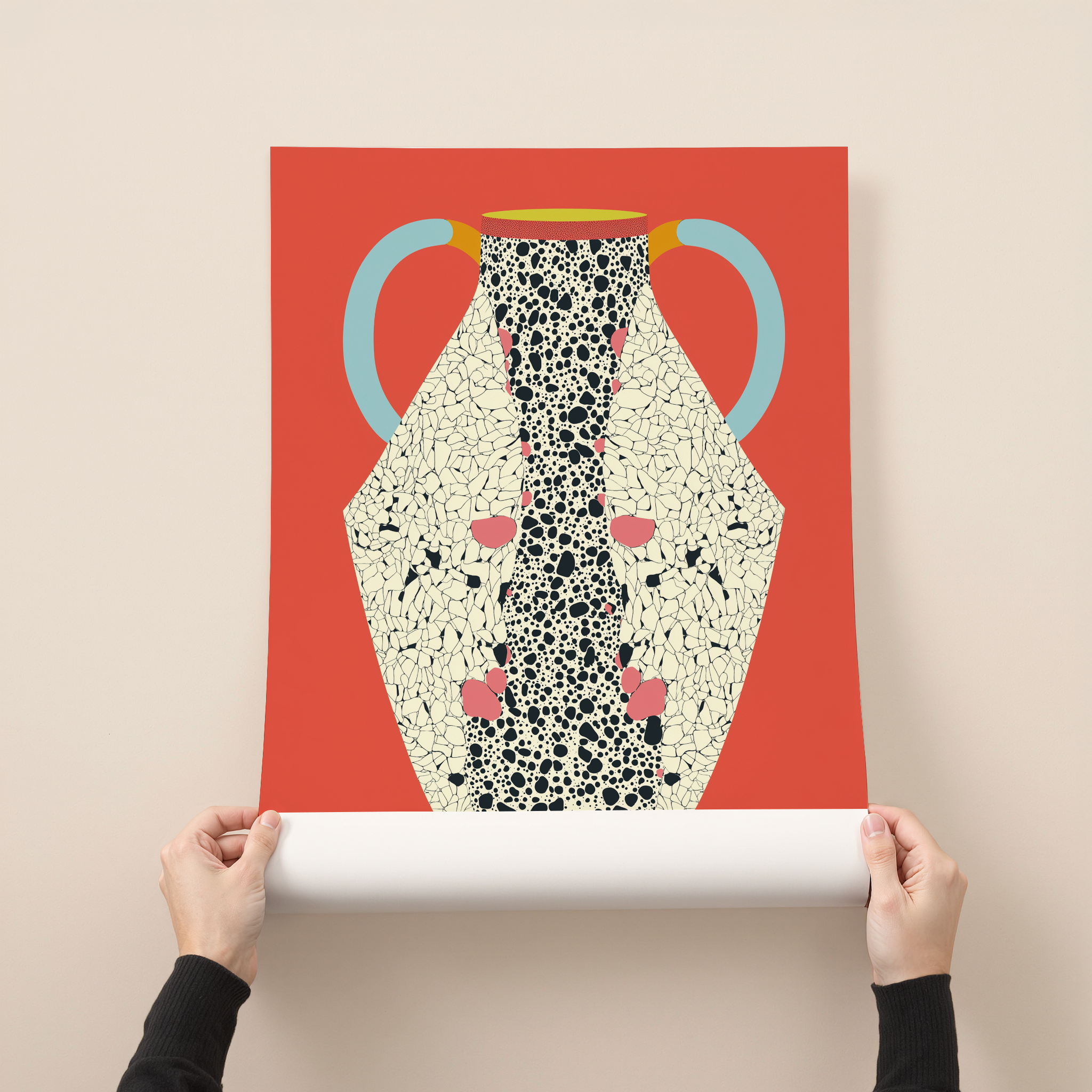 Tavora art print featuring a modern ceramic-inspired illustration with soft geometric shapes and layered textures