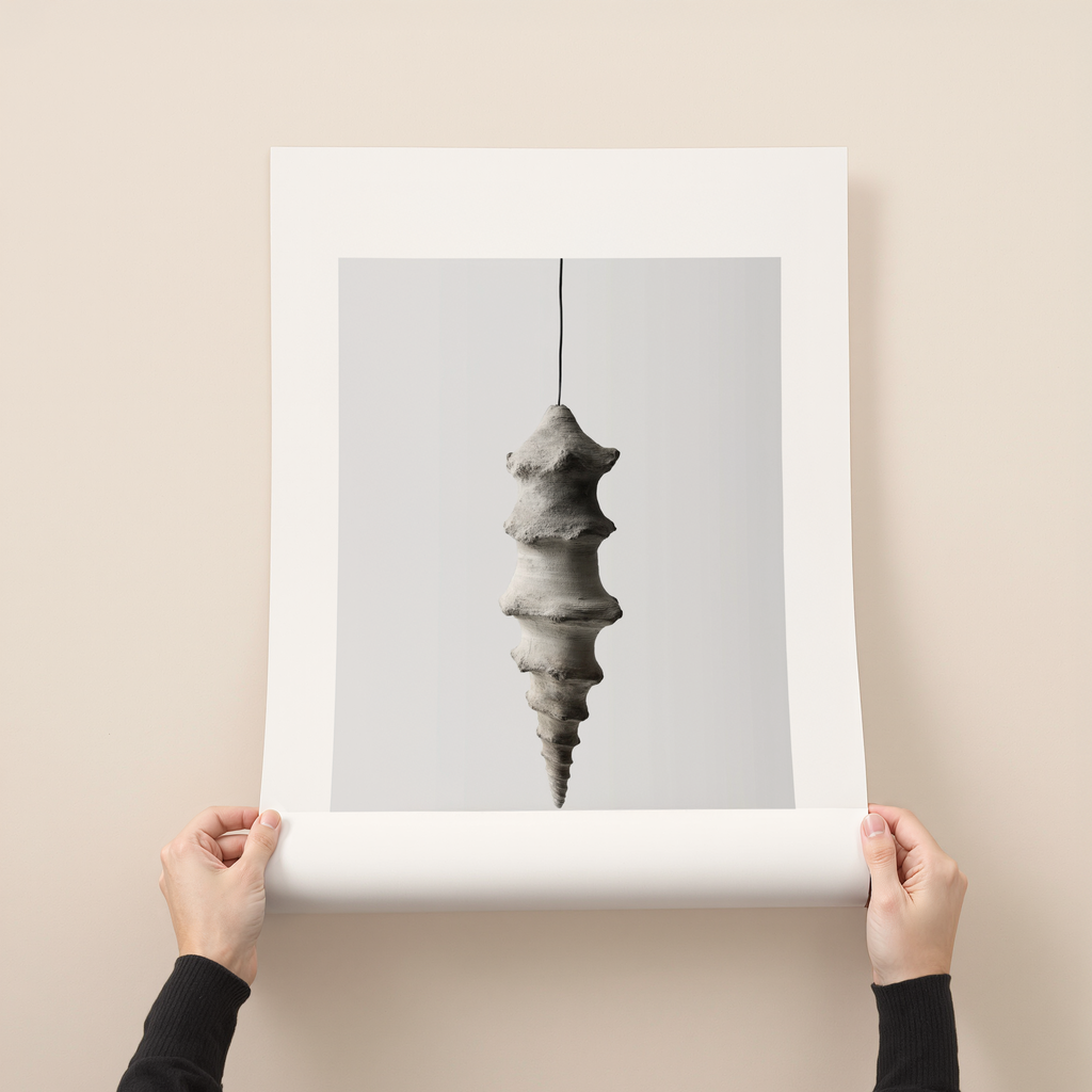 Arvion sculptural minimalist wall art with suspended organic ceramic form