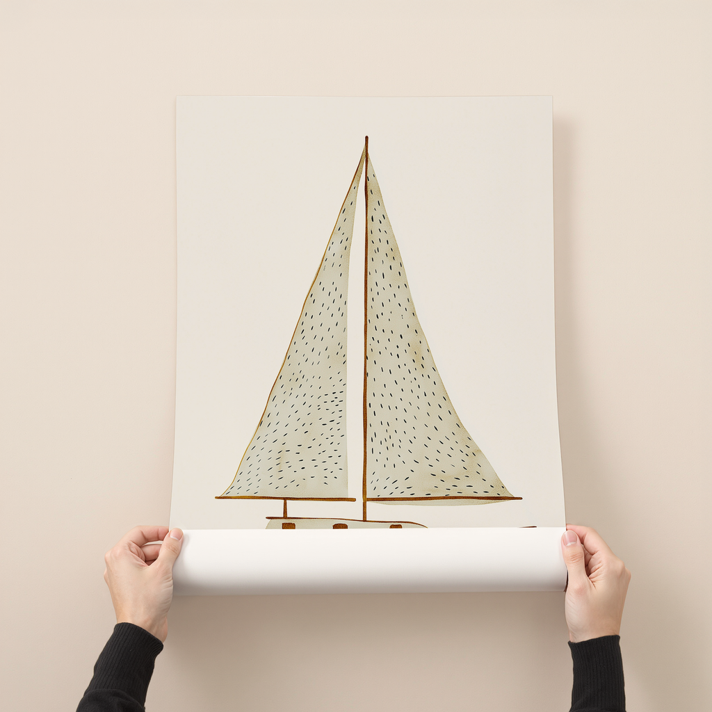 Hav minimalist sailboat illustration nursery wall art