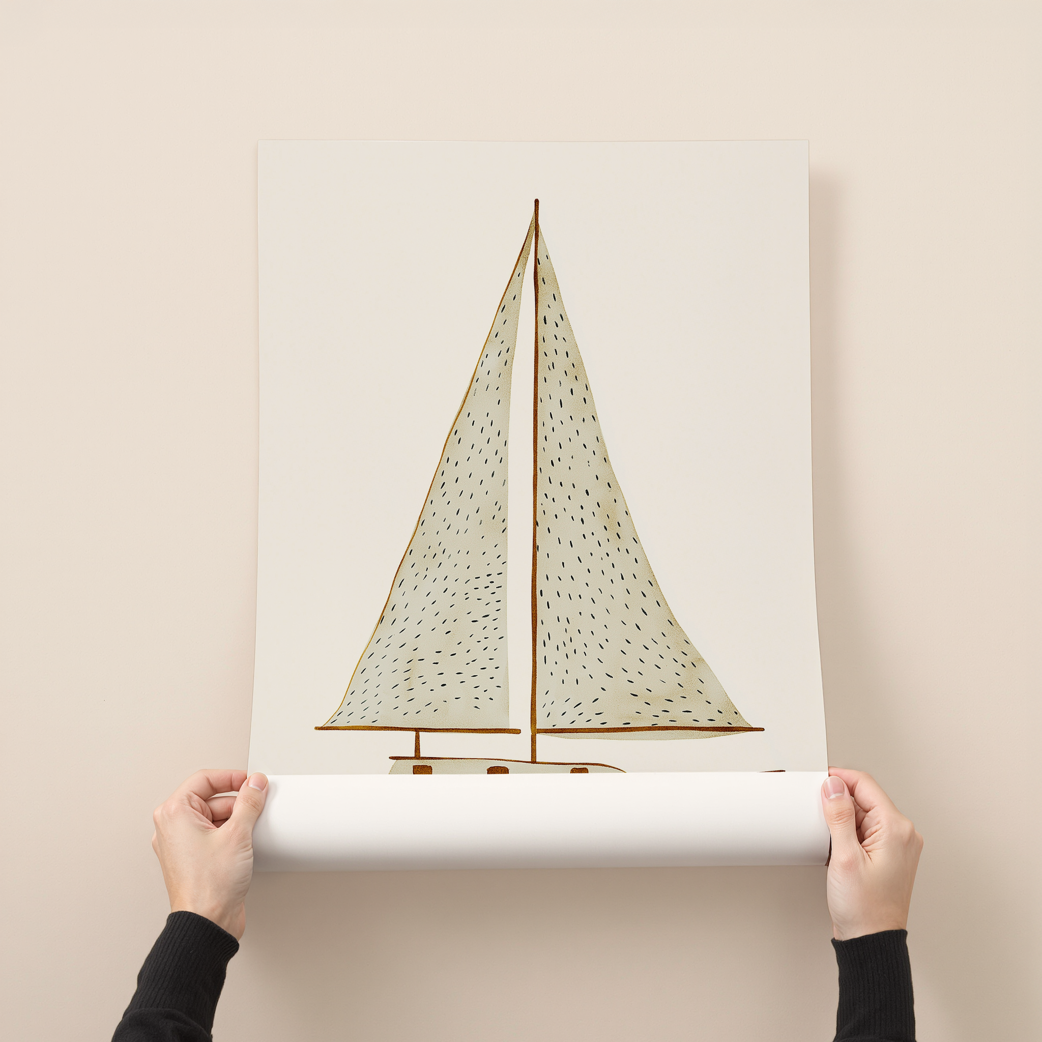 Hav minimalist sailboat illustration nursery wall art