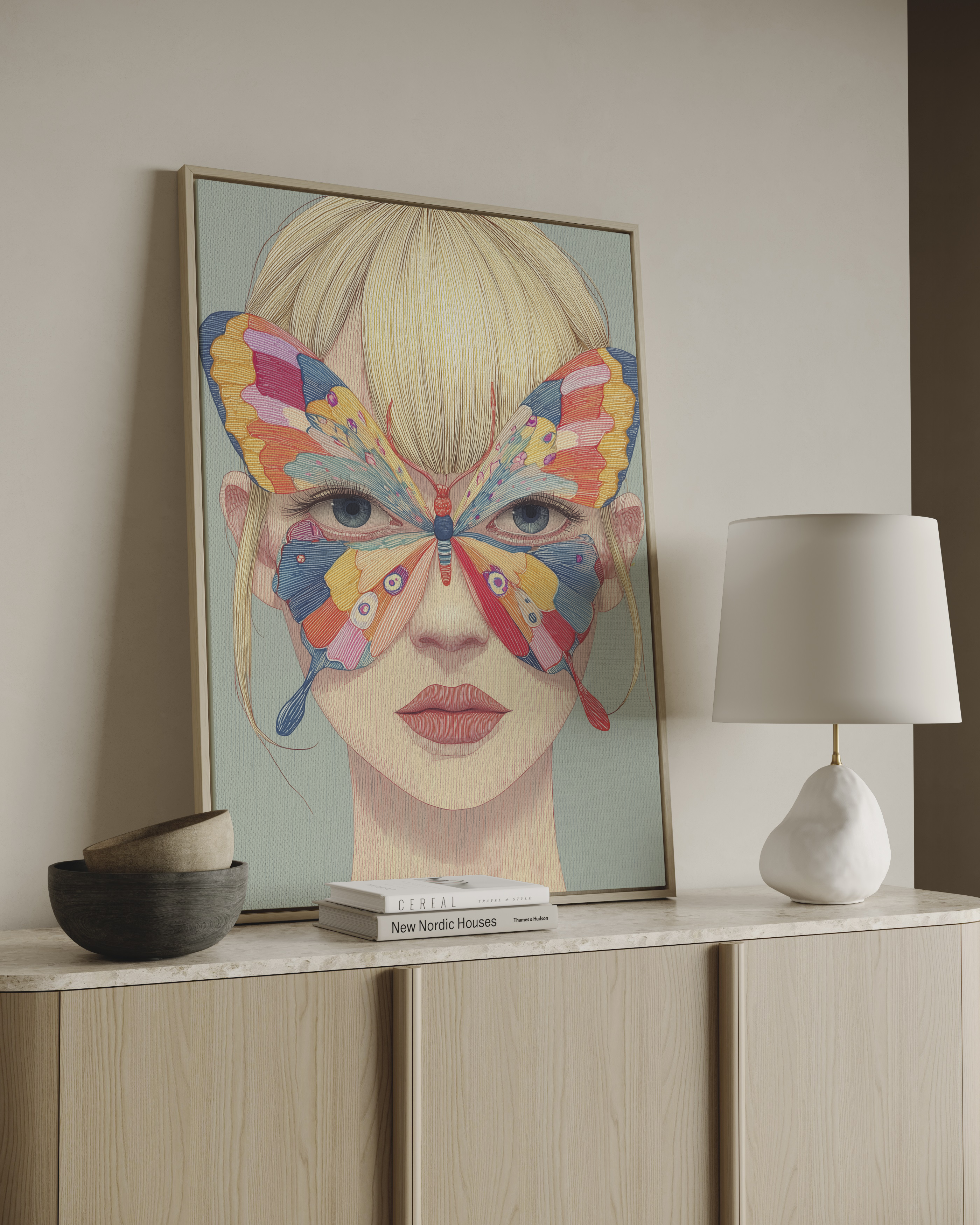 ravelle butterfly wall art modern portrait canvas artwork
