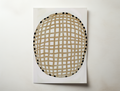 Minimal abstract wall art print with woven vertical and horizontal lines in neutral tones, modern and Scandinavian style.