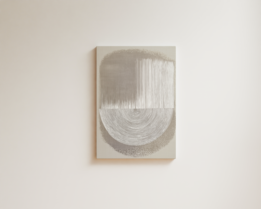 Minimalist abstract wall art with geometric composition and linear texture