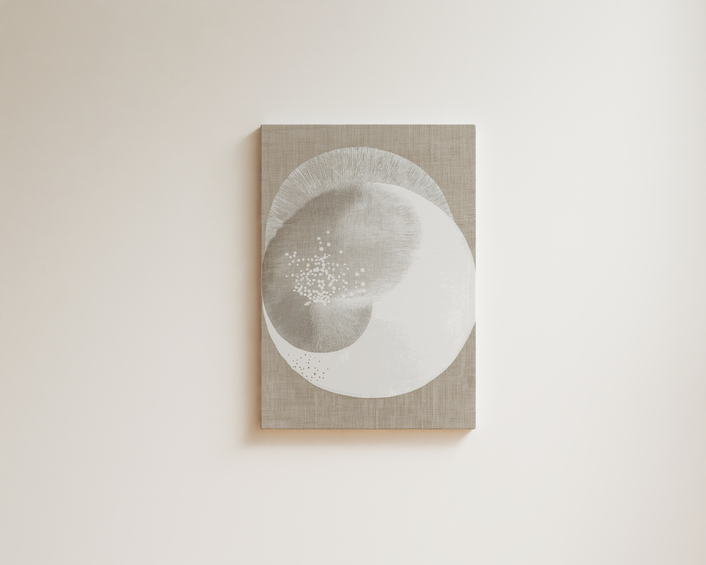 Minimalist abstract wall art with soft organic shapes in neutral tones