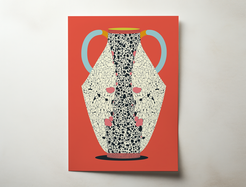 Tavora art print featuring a modern ceramic-inspired illustration with soft geometric shapes and layered textures