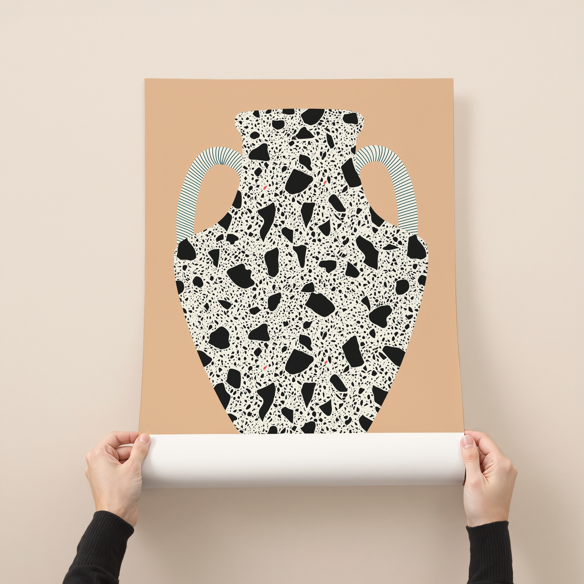 Nerova art print featuring a modern sculptural vessel illustration with layered textures and contemporary tones