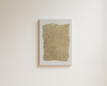Minimalist abstract wall art with gold textured pattern on neutral background