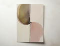 Solren minimalist abstract wall art with organic shapes in warm neutral tones intersected by a bold vertical line
