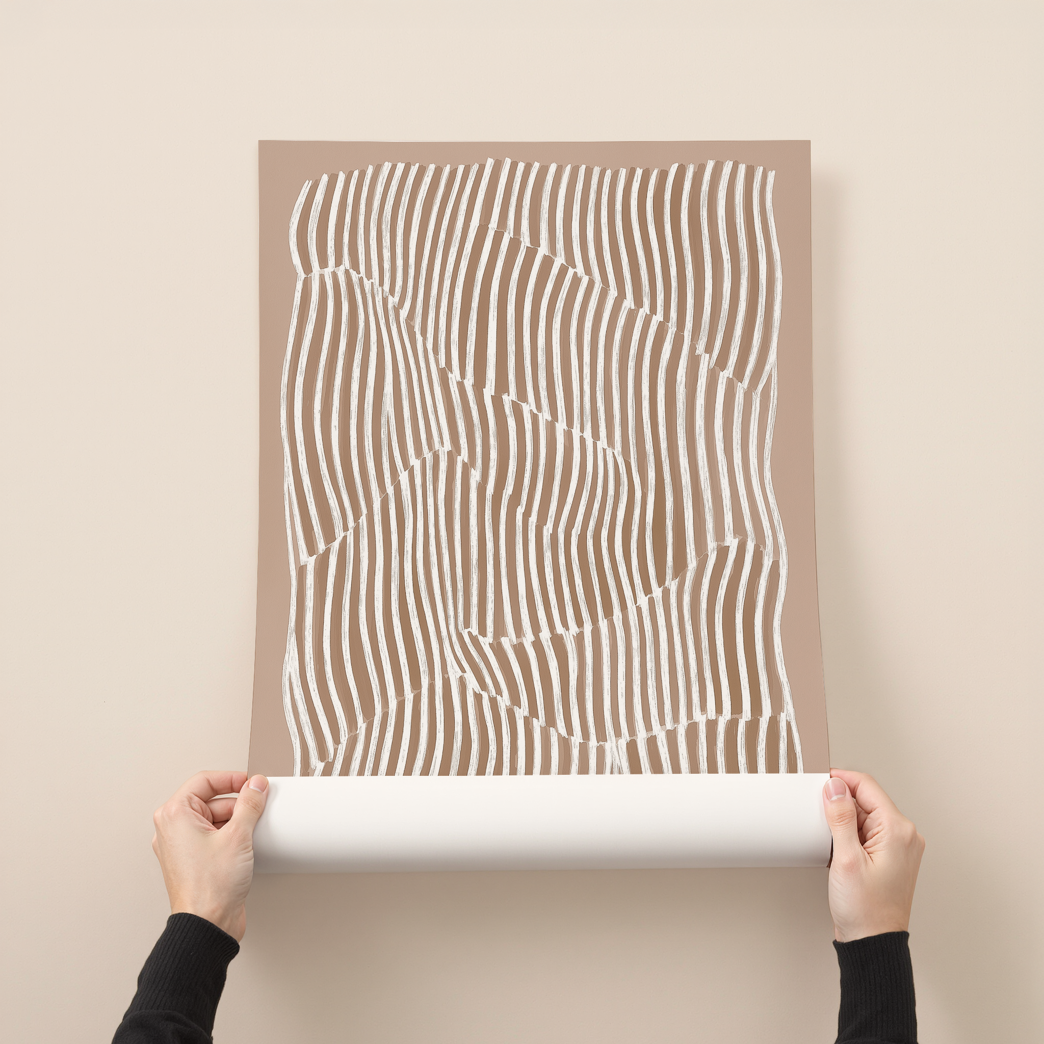 abstract wall art, neutral art print, textured art, minimalist wall decor, line art print, beige brown artwork, scandinavian decor, japandi style art, modern abstract print, earthy tones art, contemporary wall art, woven texture art, calming wall decor