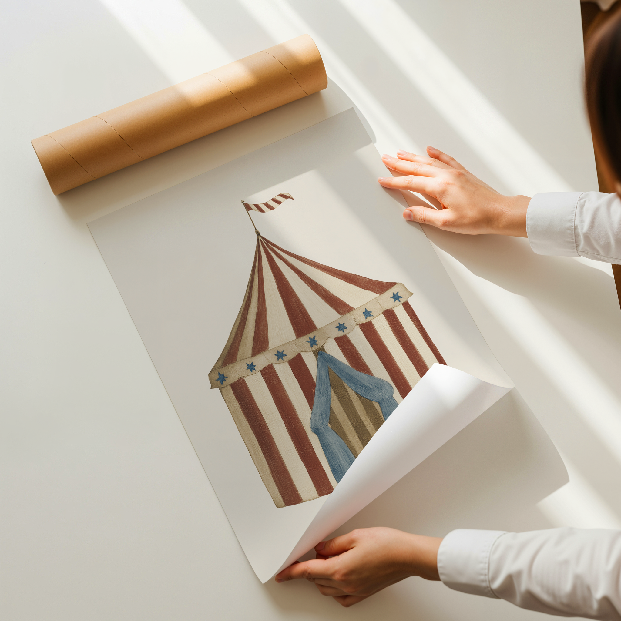 Tivoli vintage circus tent illustration whimsical nursery wall art