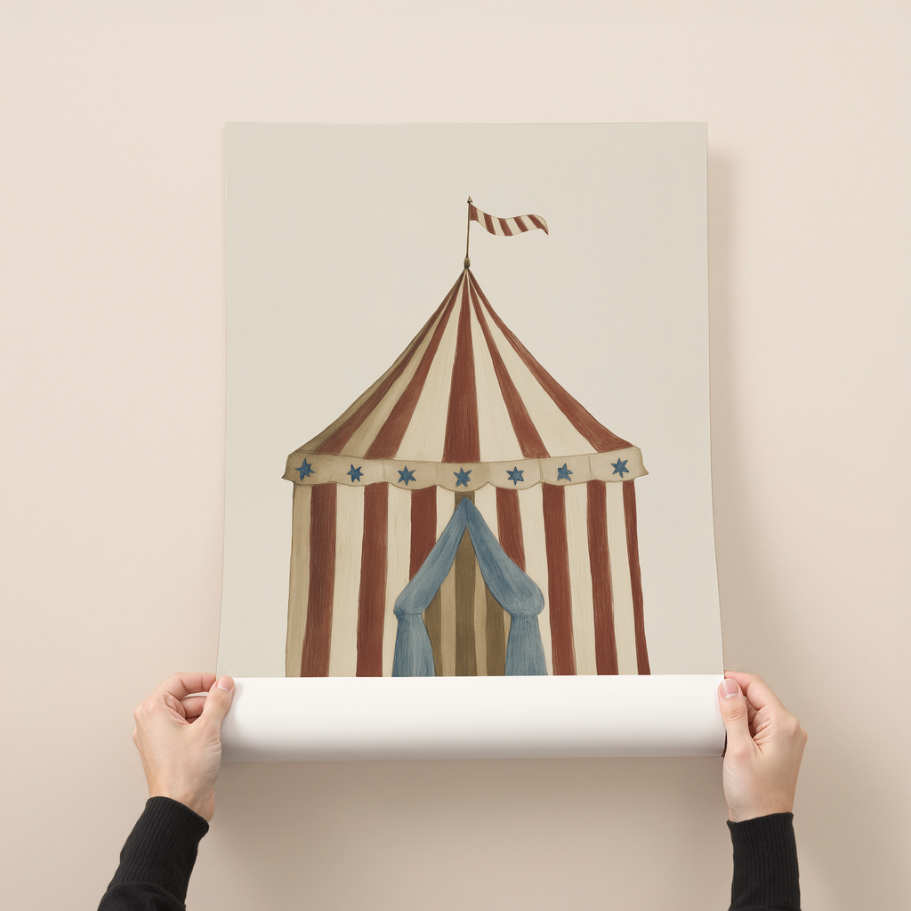 Tivoli vintage circus tent illustration whimsical nursery wall art
