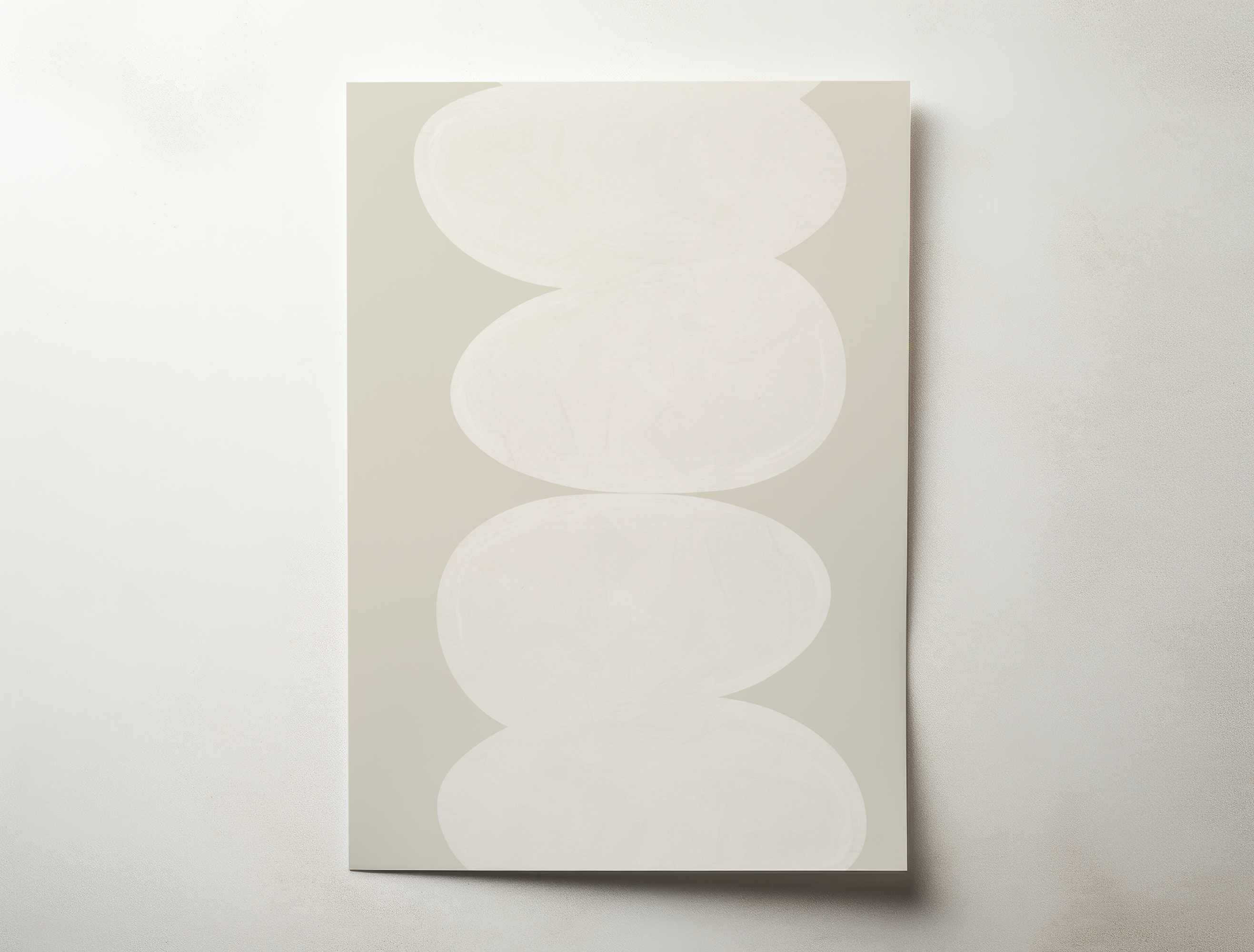 Lidio minimalist neutral abstract wall art with stacked organic shapes