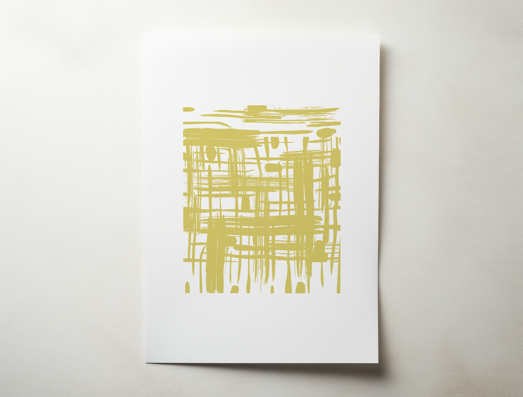 Rinni 2 yellow abstract line minimalist wall art