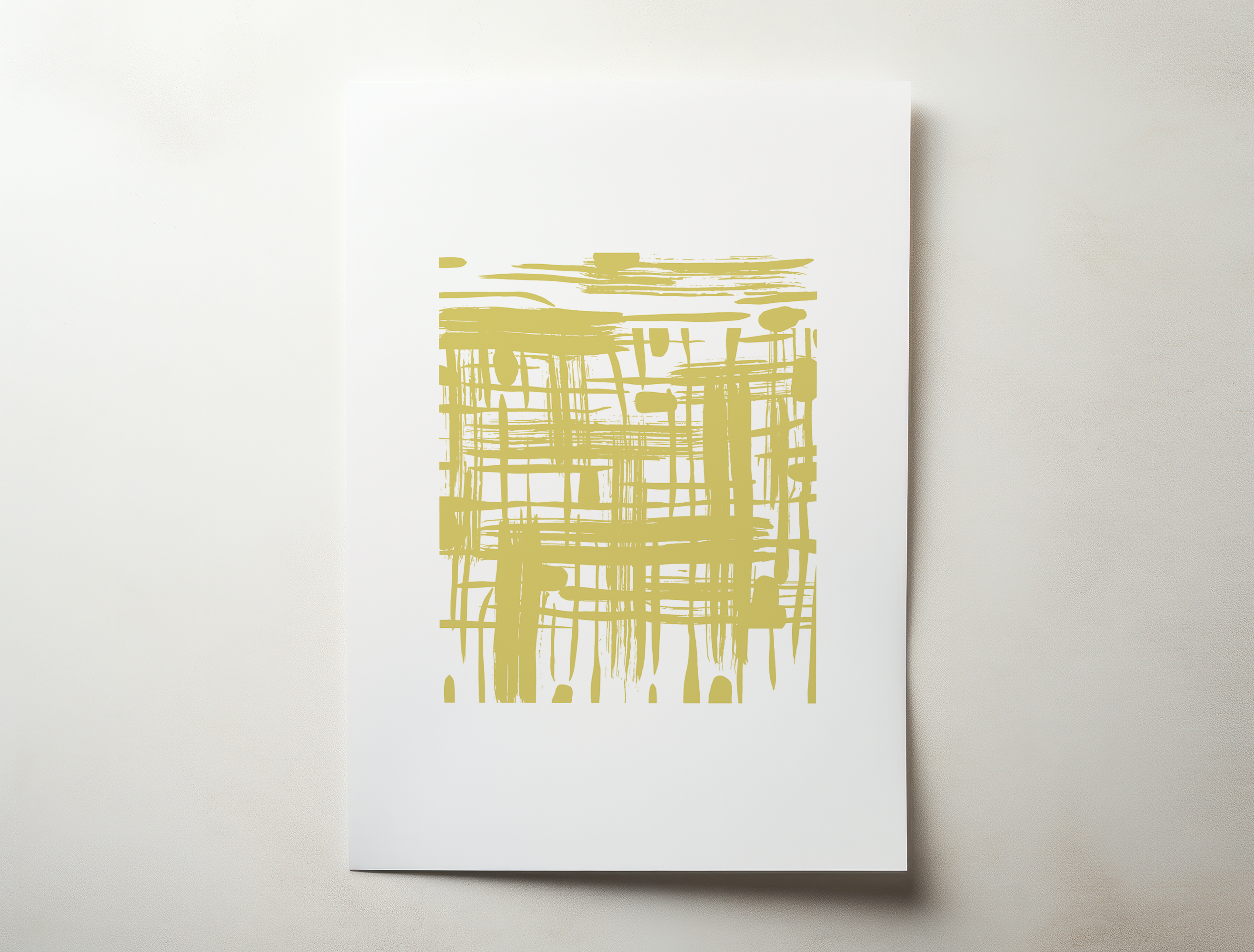 Rinni 2 yellow abstract line minimalist wall art