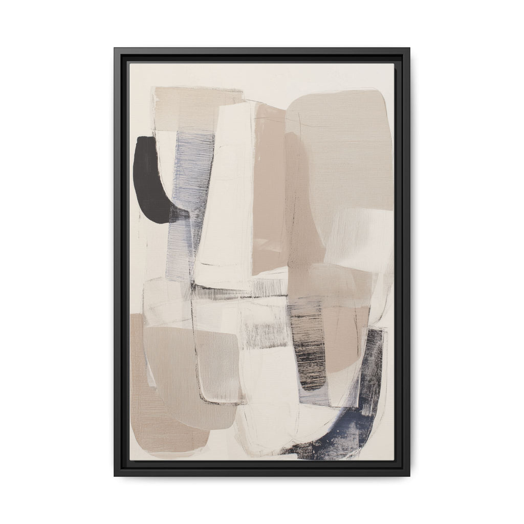 Vesari framed canvas wall art featuring minimalist abstract shapes in neutral tones