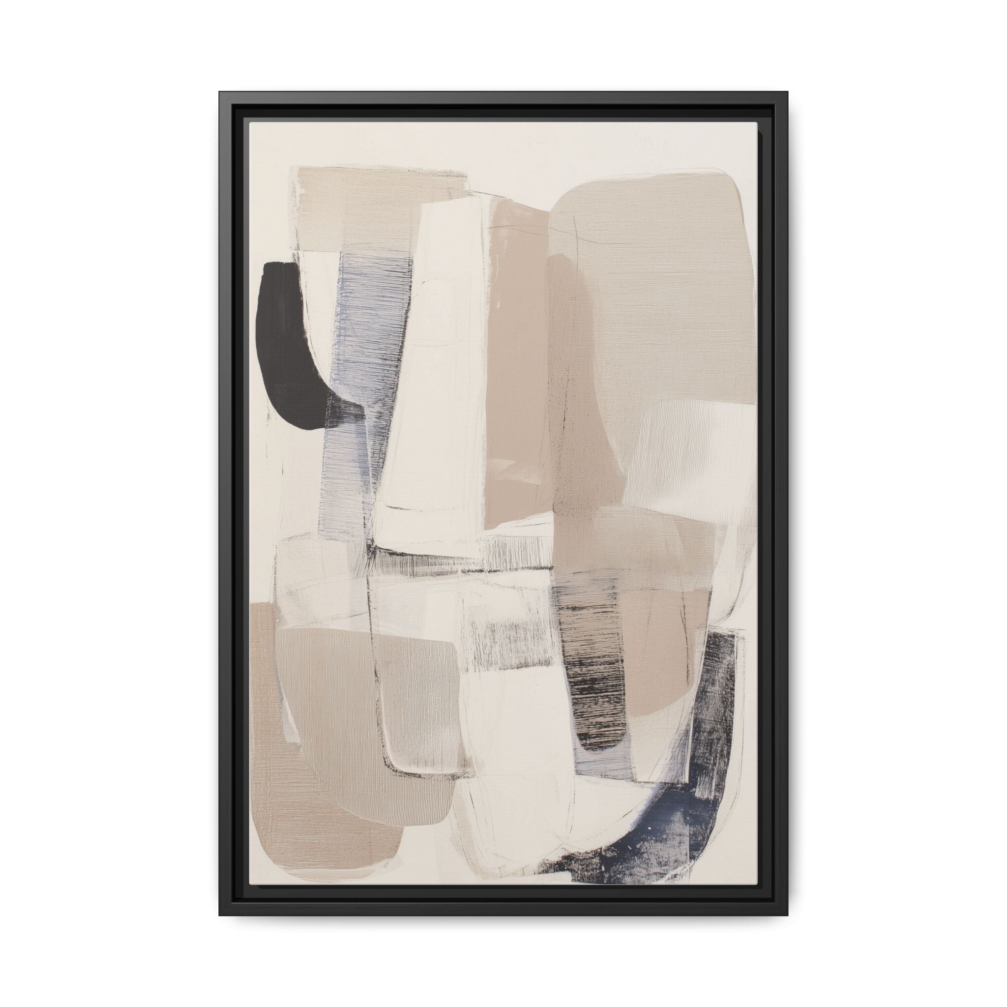Vesari framed canvas wall art featuring minimalist abstract shapes in neutral tones