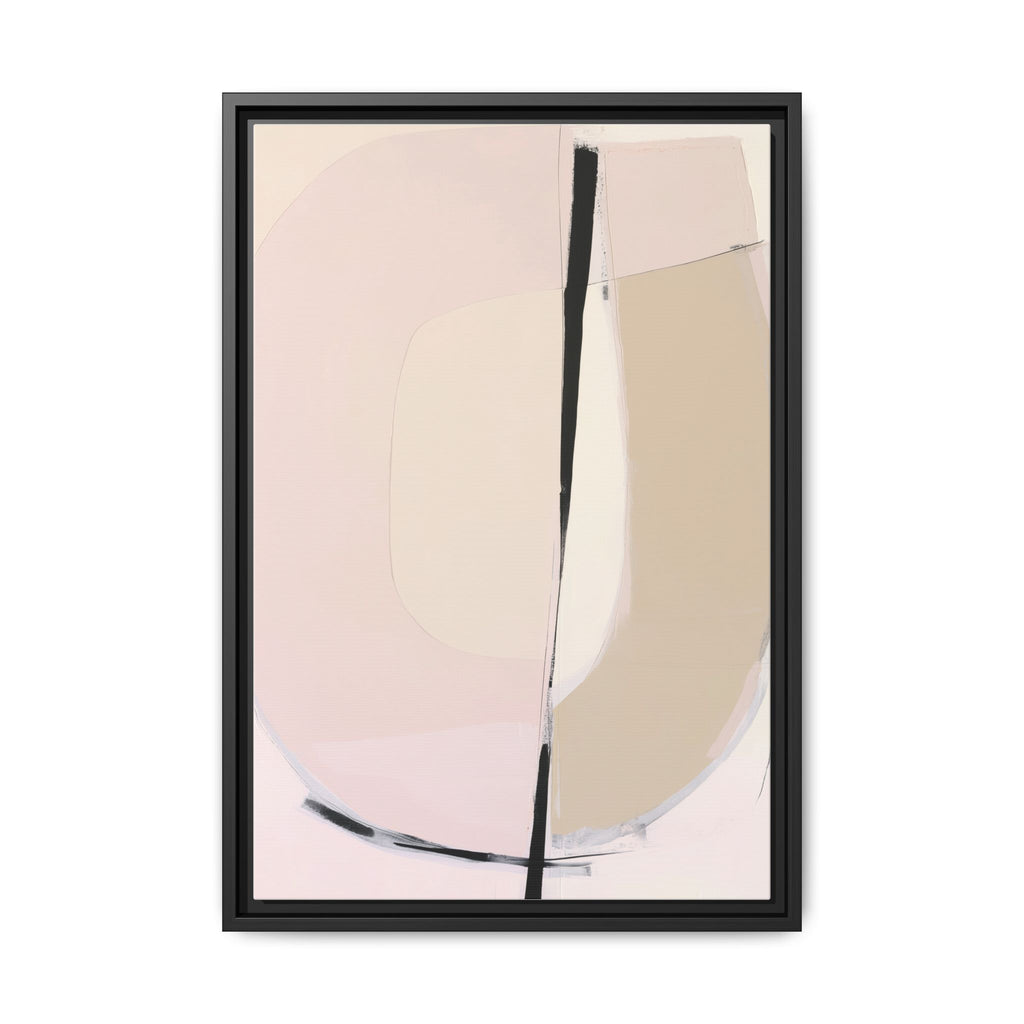 Otiv framed canvas wall art with soft blush abstract shape and bold vertical line