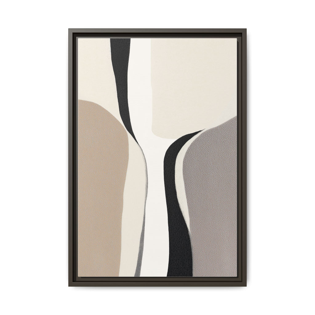 Elo framed canvas wall art with flowing abstract shapes in neutral tones