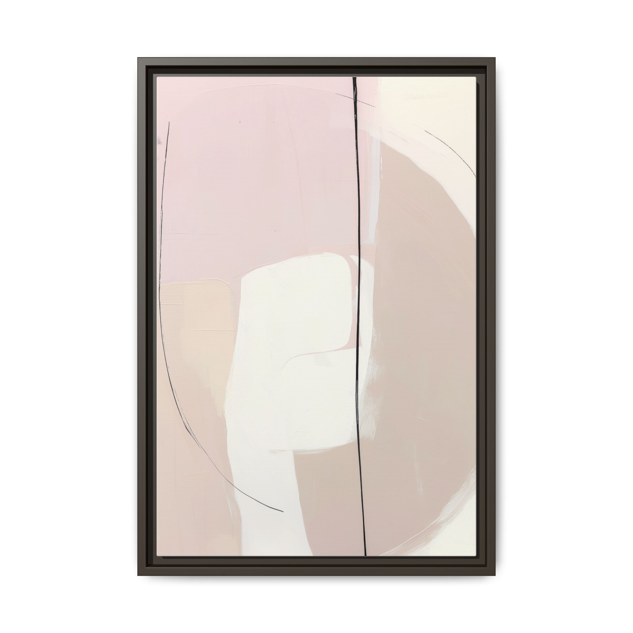 Oriv framed canvas wall art with soft blush and beige abstract composition