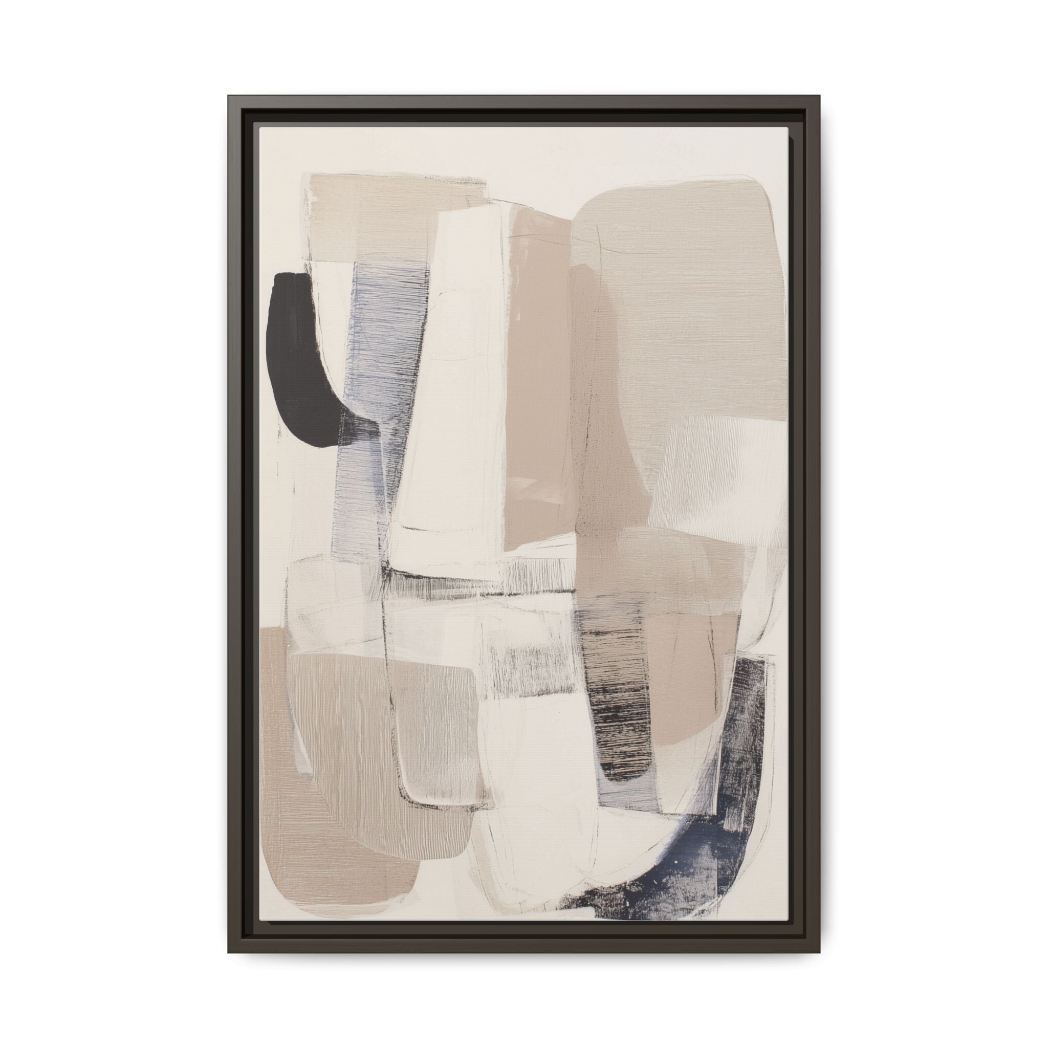 Vesari framed canvas wall art featuring minimalist abstract shapes in neutral tones