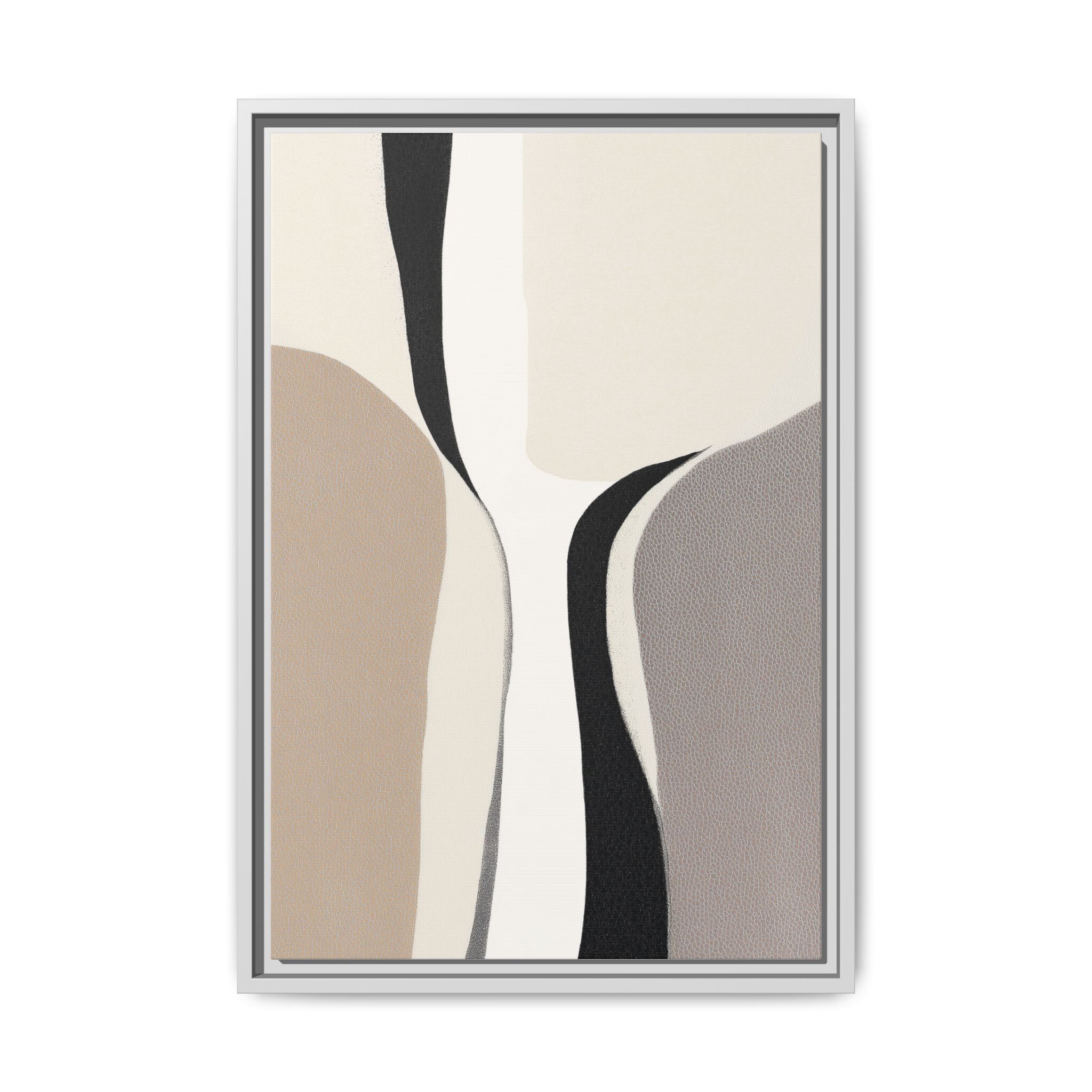 Elo framed canvas wall art with flowing abstract shapes in neutral tones
