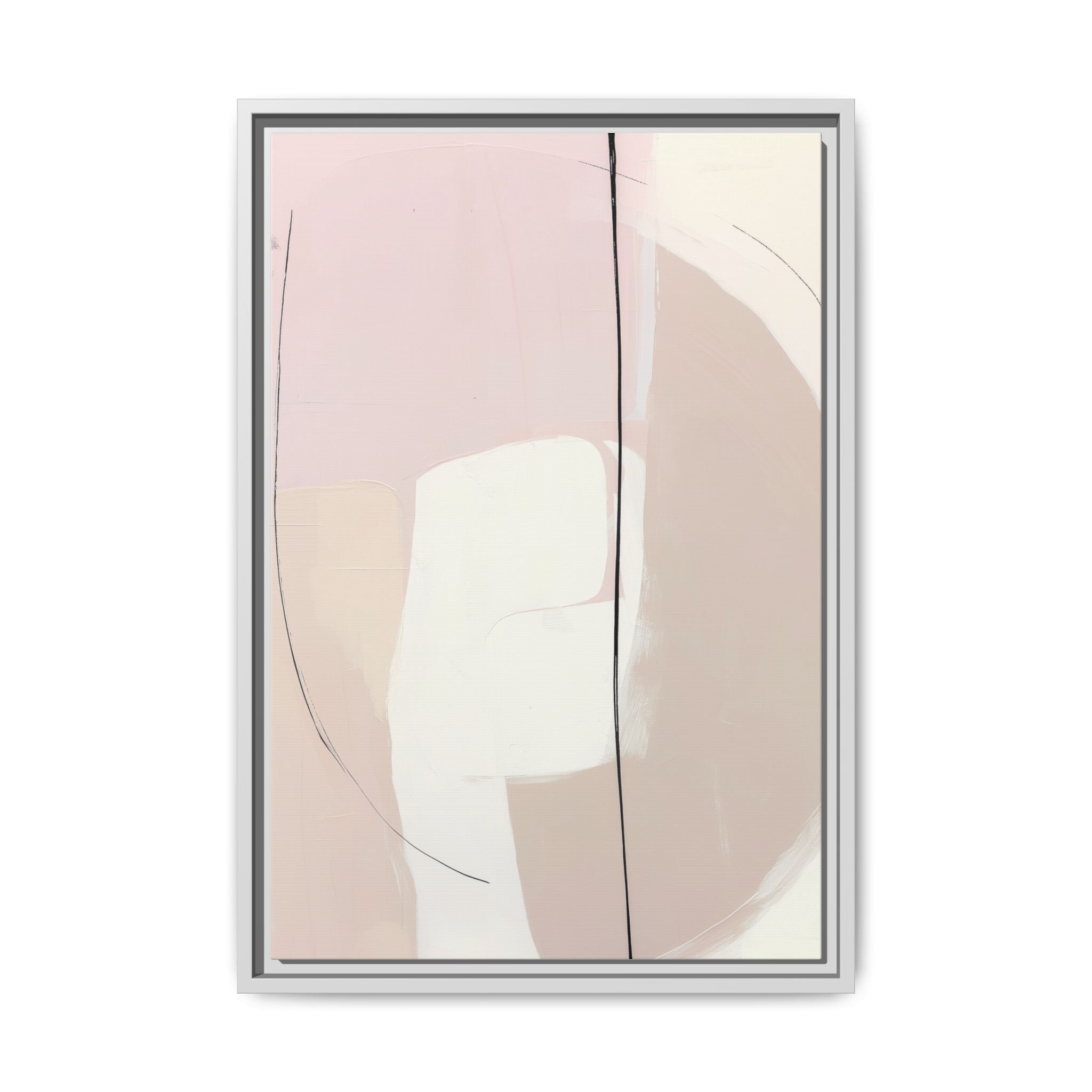 Oriv framed canvas wall art with soft blush and beige abstract composition