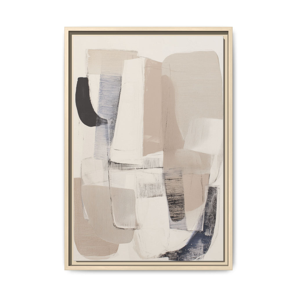 Vesari framed canvas wall art featuring minimalist abstract shapes in neutral tones