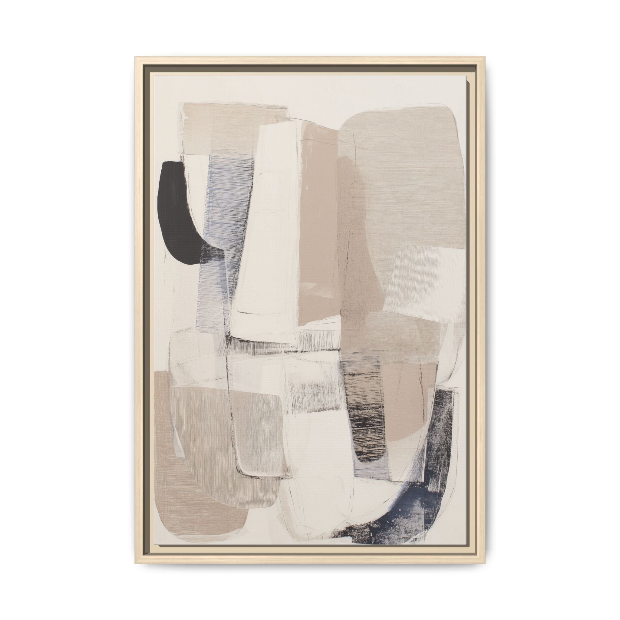 Vesari framed canvas wall art featuring minimalist abstract shapes in neutral tones