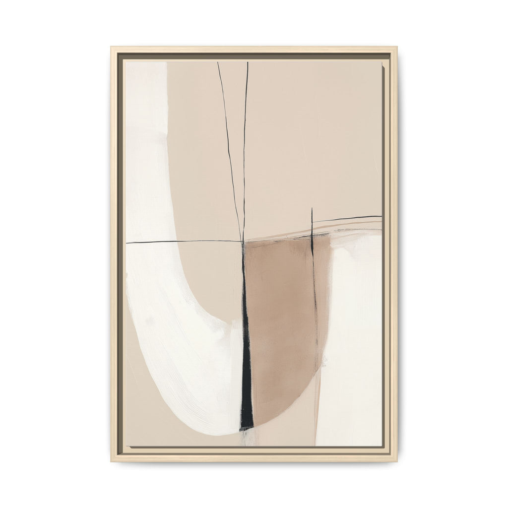 Velot framed canvas wall art with curved abstract shape and fine black lines
