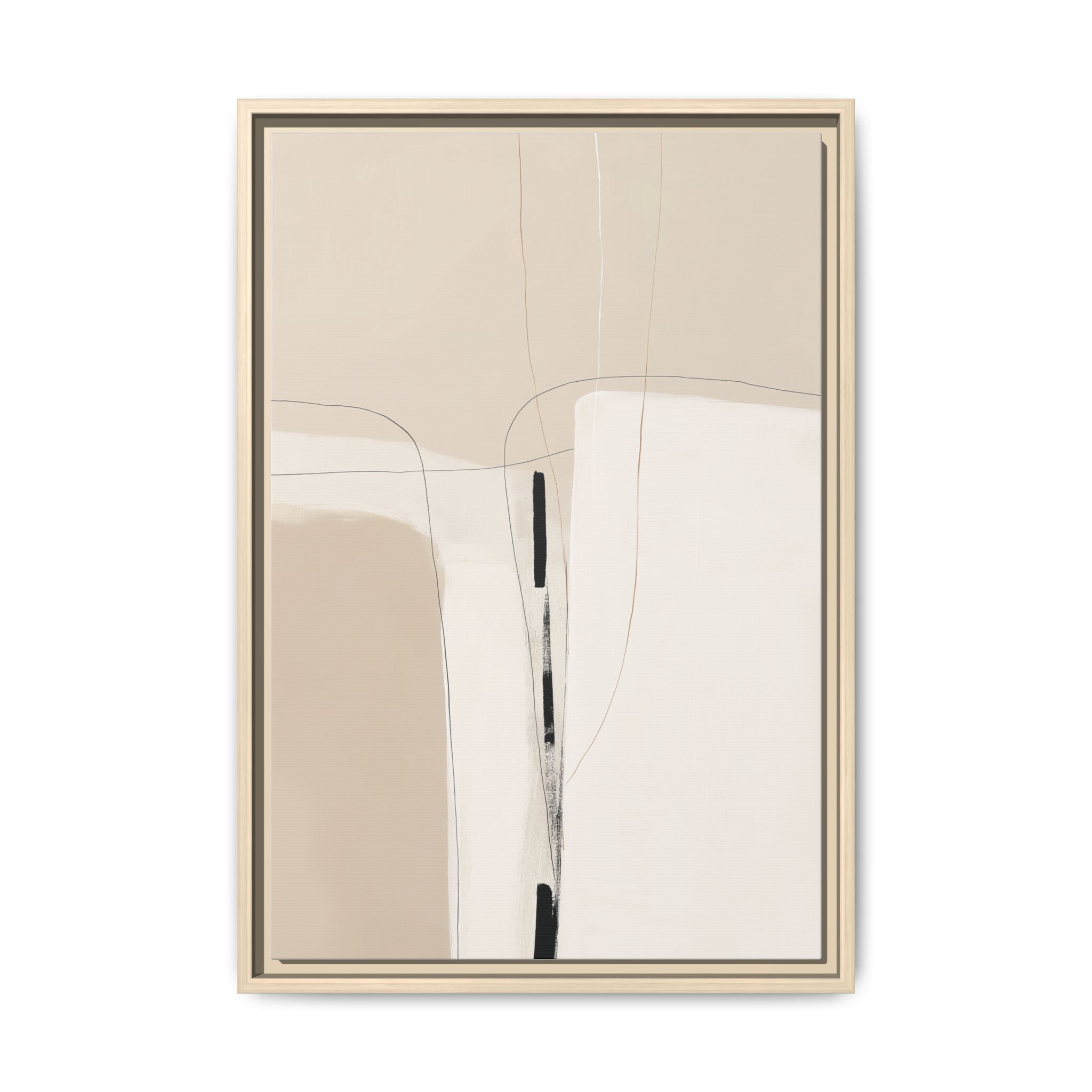 Seraphine framed canvas wall art with neutral abstract shapes and fine line details
