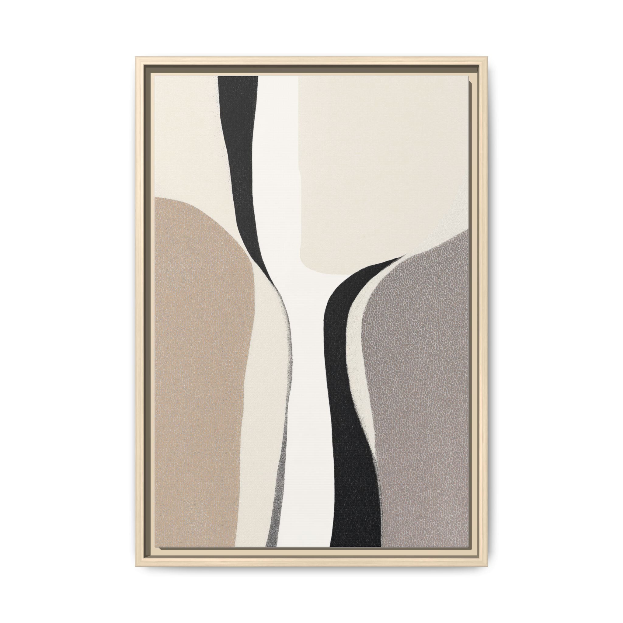 Elo framed canvas wall art with flowing abstract shapes in neutral tones