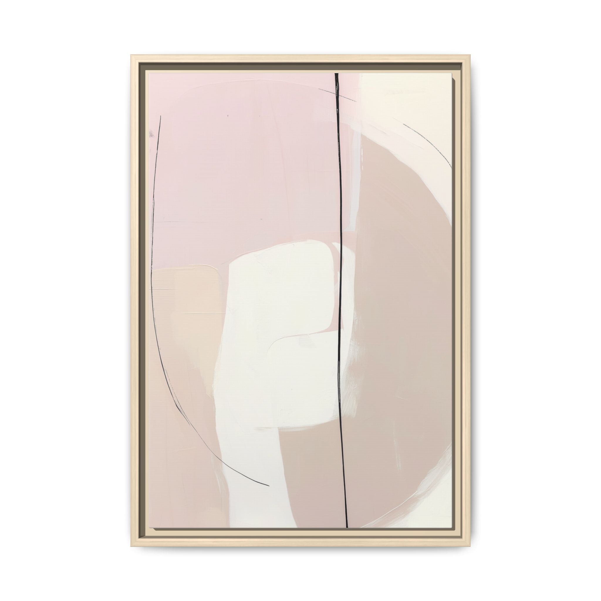 Oriv framed canvas wall art with soft blush and beige abstract composition
