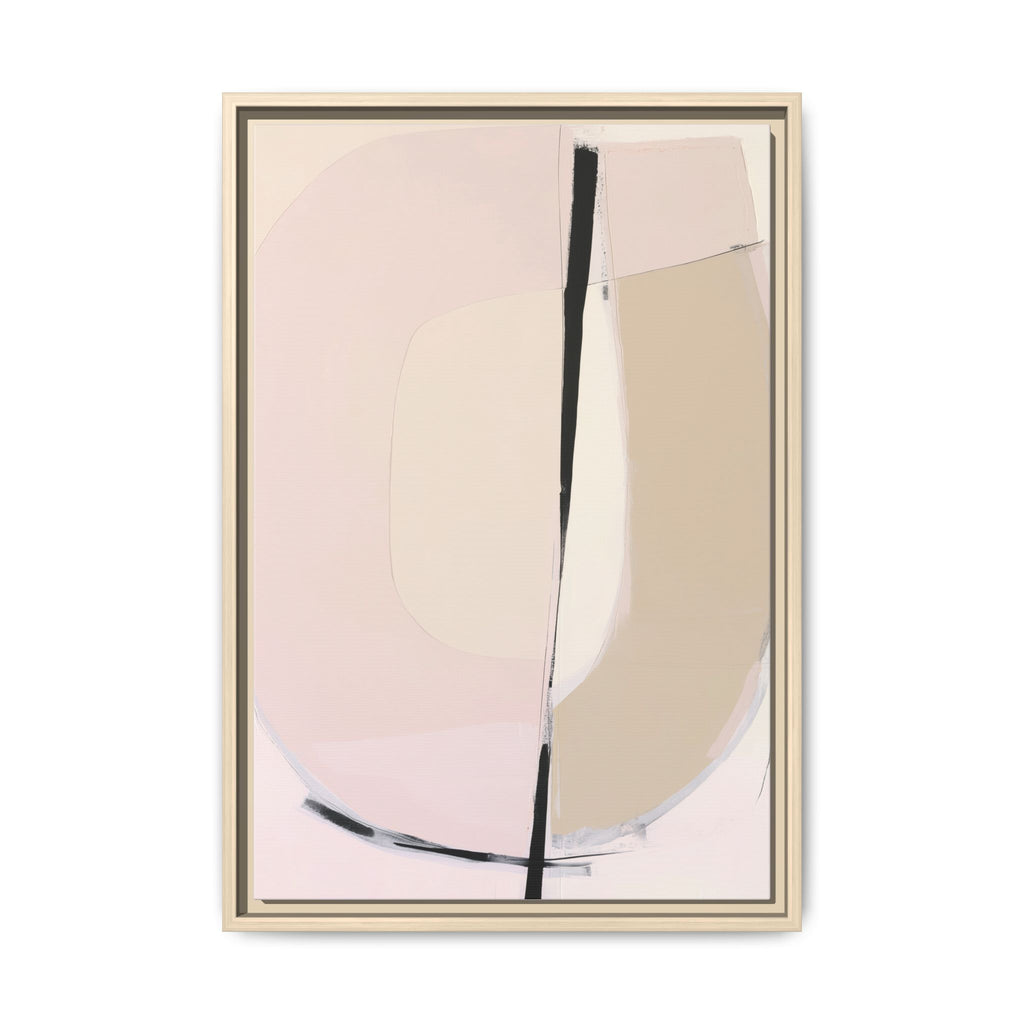 Otiv framed canvas wall art with soft blush abstract shape and bold vertical line