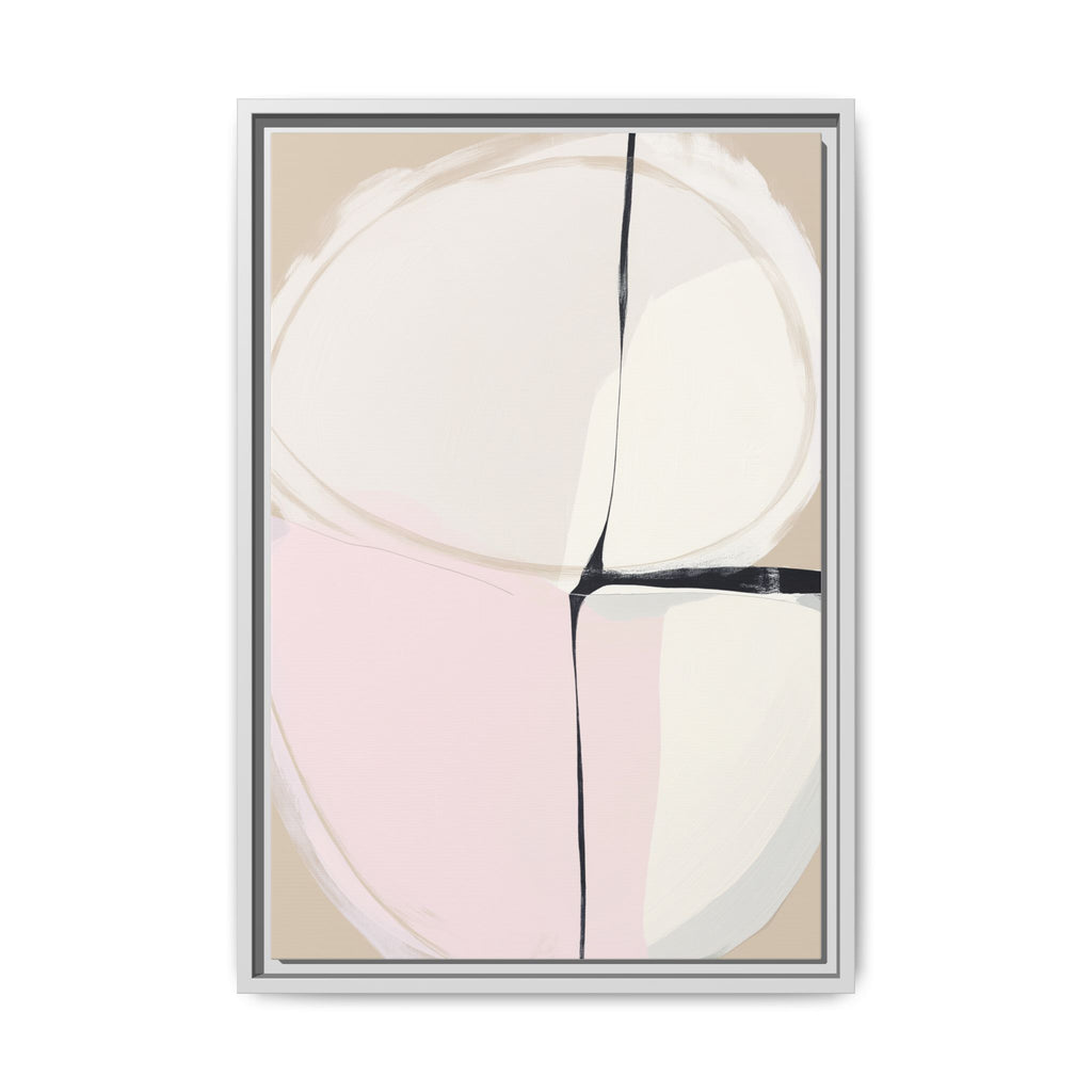Tar framed canvas wall art with oval abstract shape and intersecting black lines