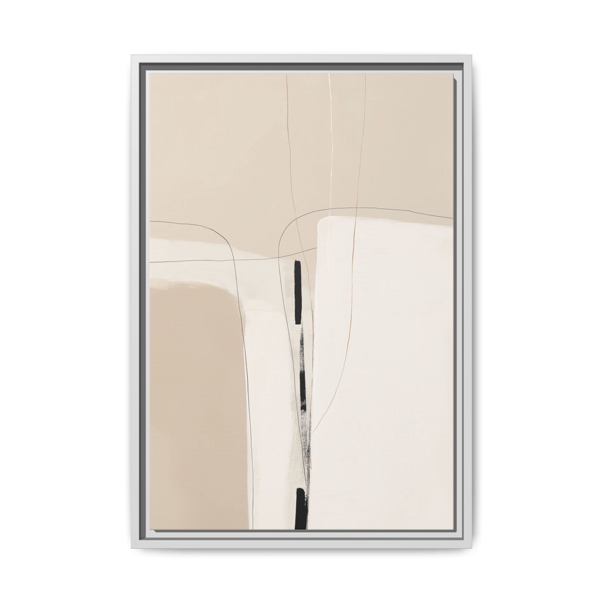 Seraphine framed canvas wall art with neutral abstract shapes and fine line details