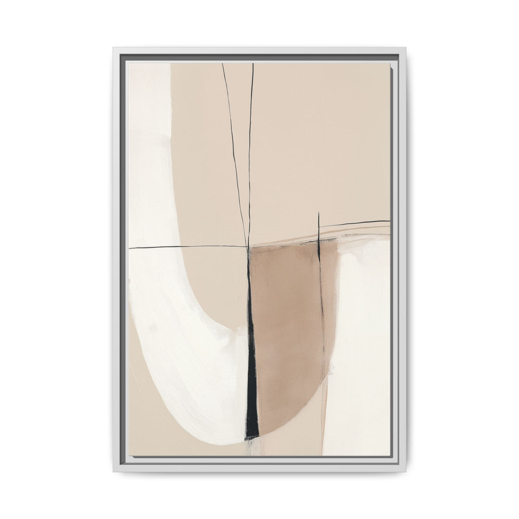 Velot framed canvas wall art with curved abstract shape and fine black lines