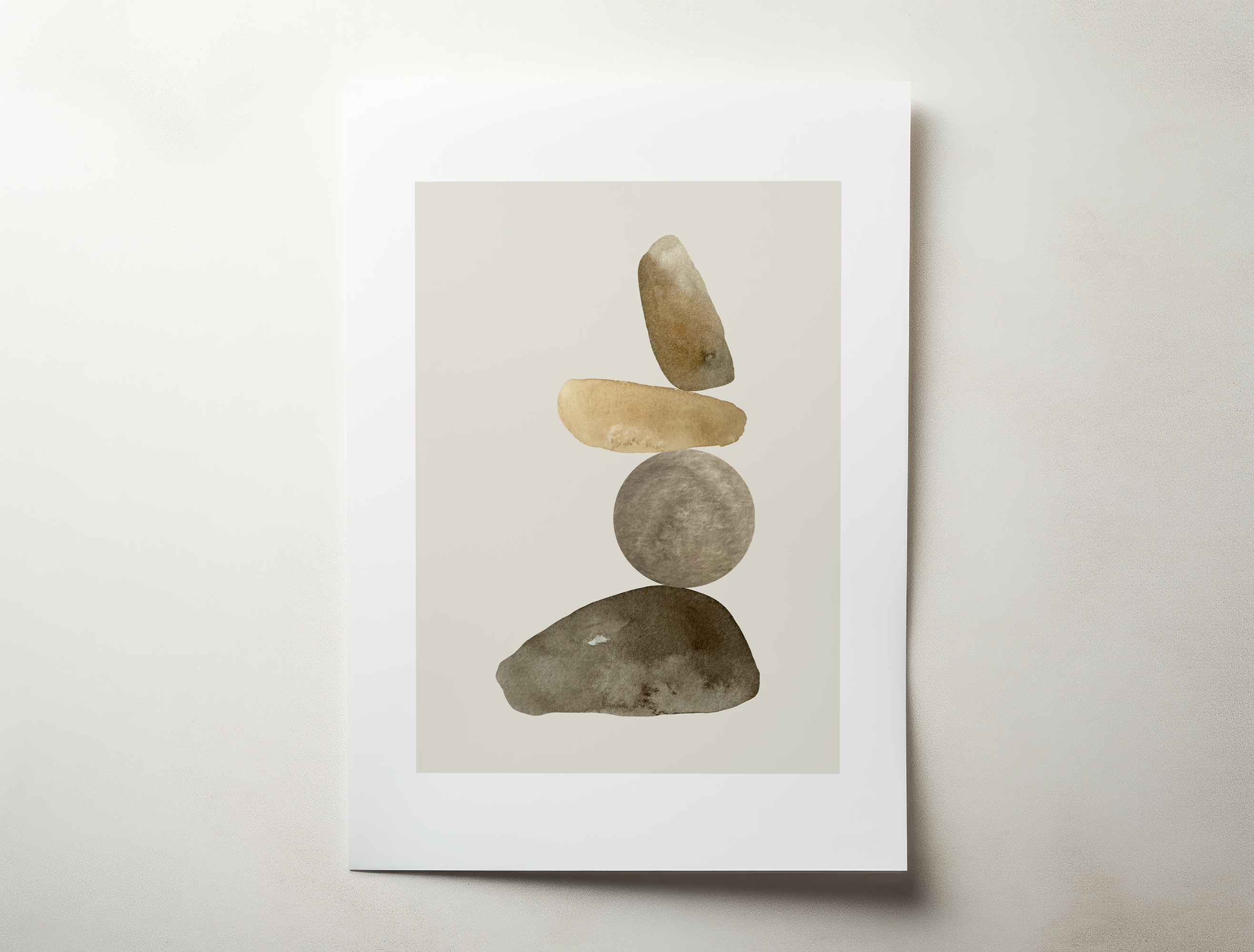 Cairn minimalist abstract wall art inspired by stacked stones in natural earth tones