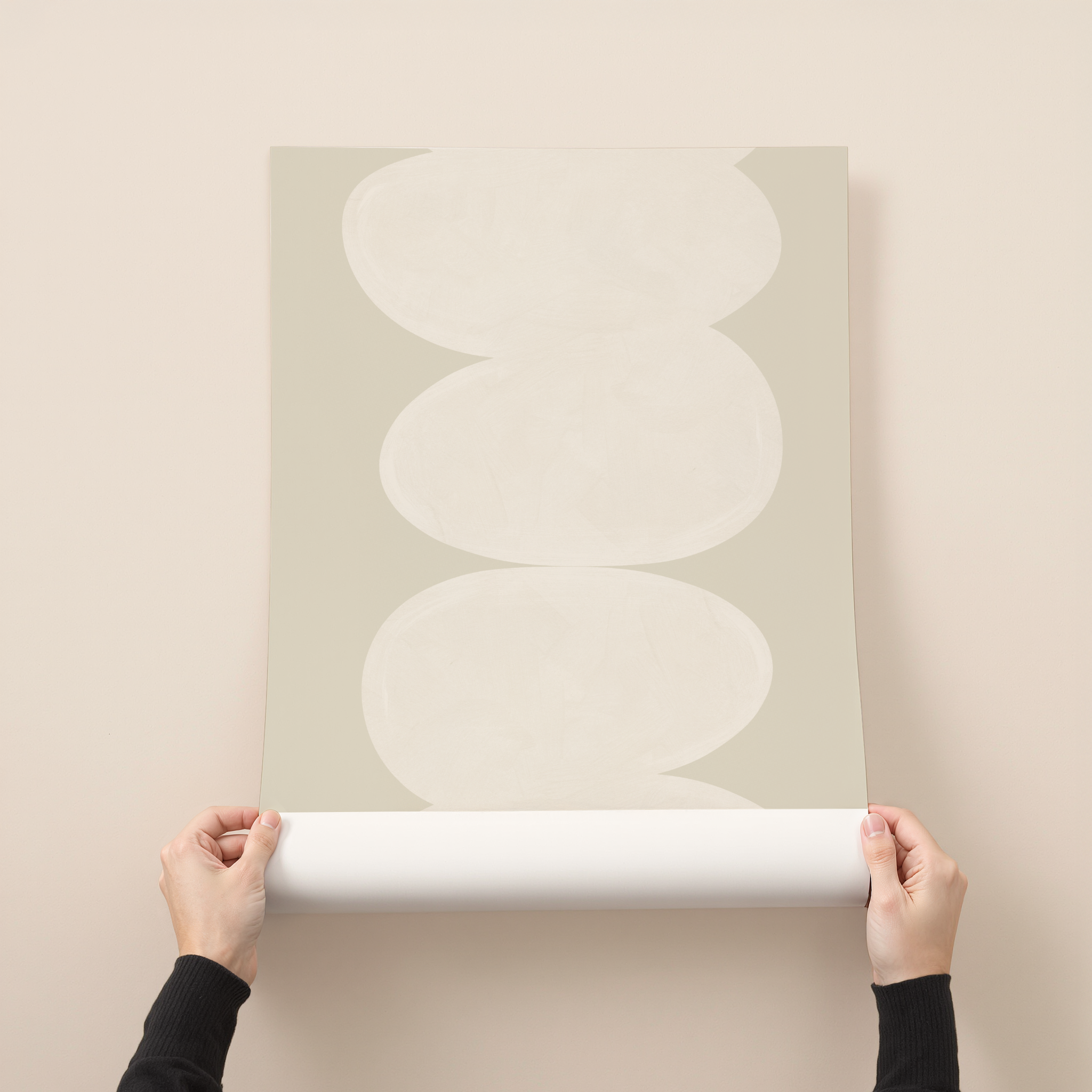 Lidio minimalist neutral abstract wall art with stacked organic shapes