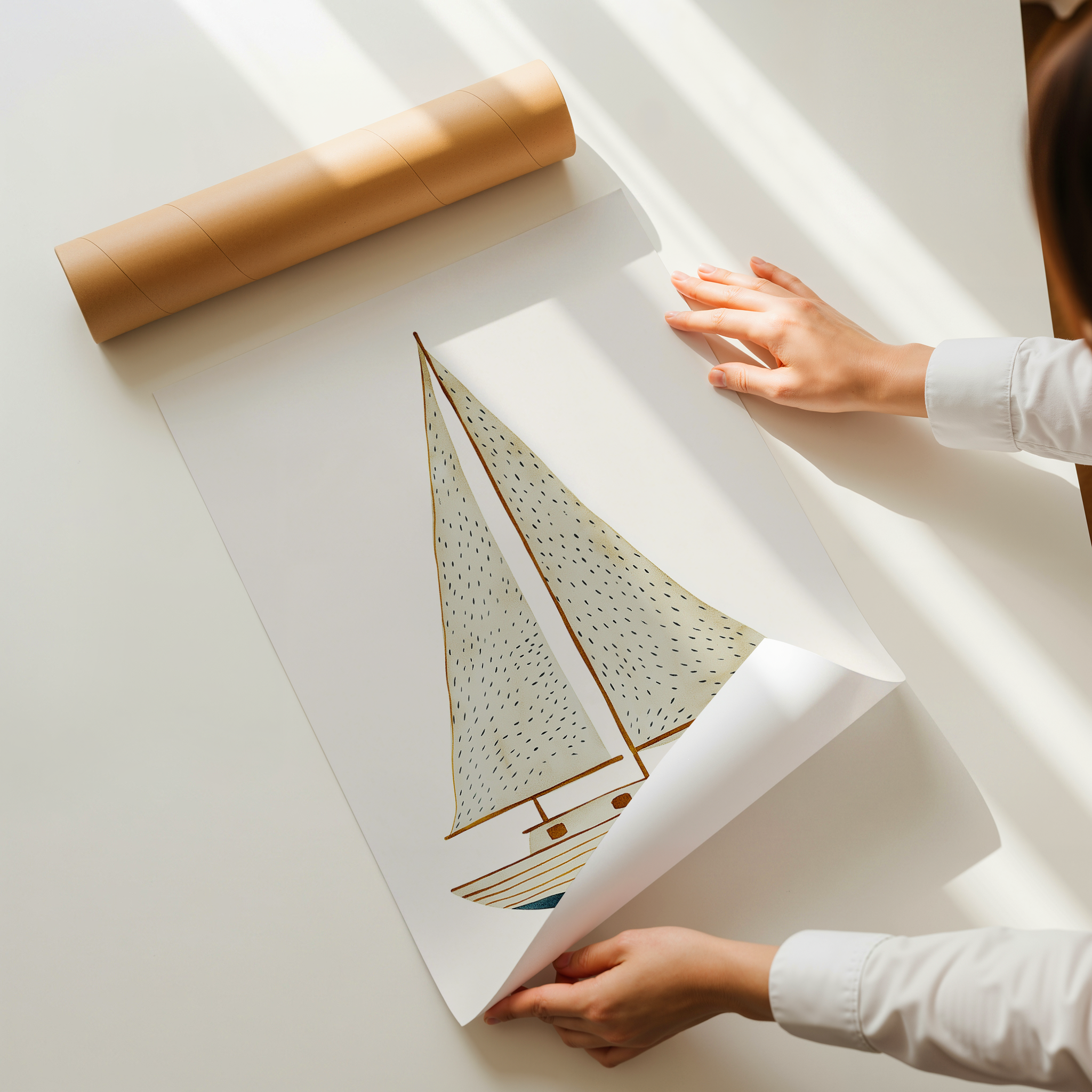 Hav minimalist sailboat illustration nursery wall art