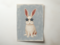Bondi Roo bunny illustration wearing star sunglasses whimsical wall art