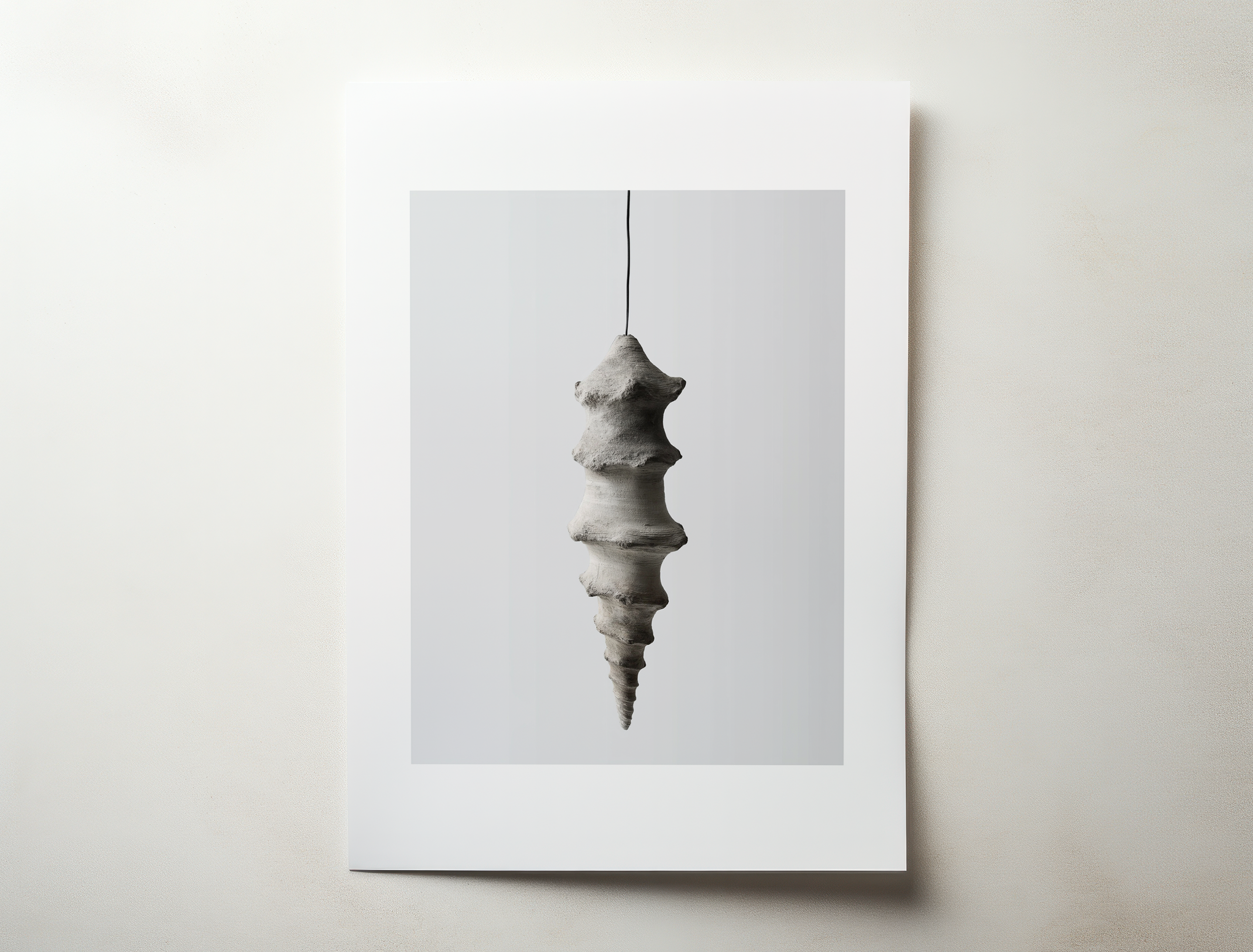 Arvion sculptural minimalist wall art with suspended organic ceramic form